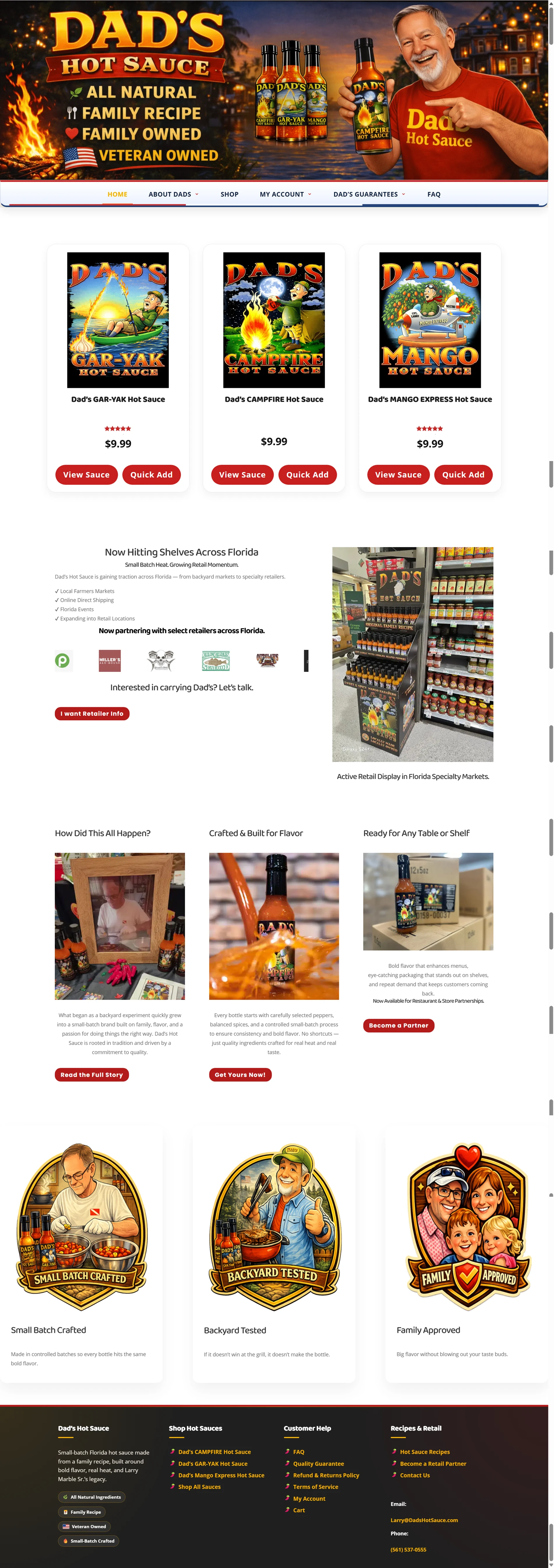 Dad's Hot Sauce ecommerce website project by BTB Web Designs