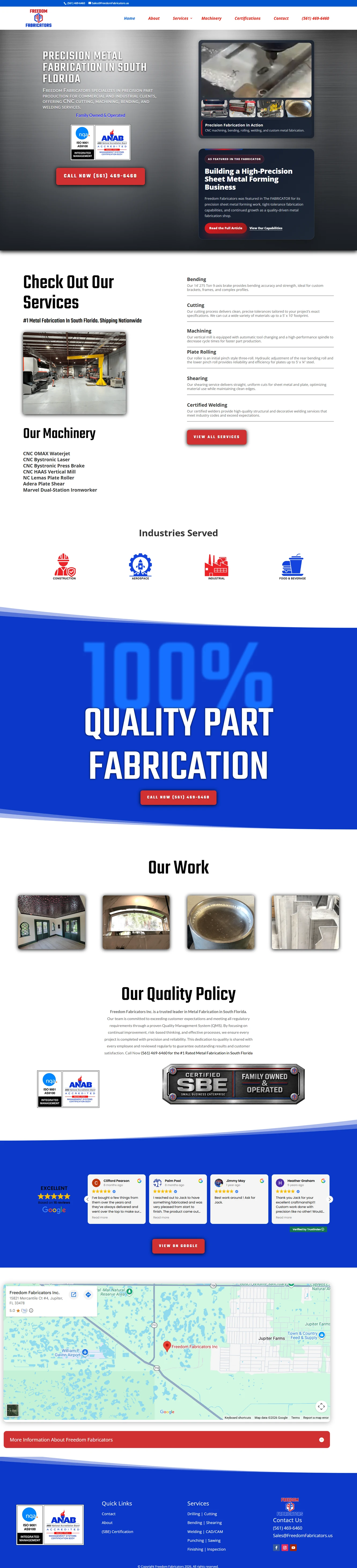 Freedom Fabricators website project by BTB Web Designs